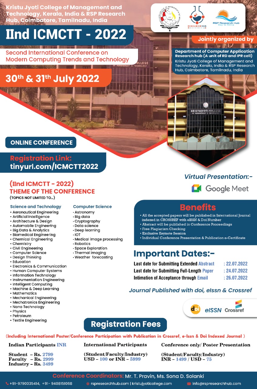 Second Virtual International Conference on Modern Computing Trends and Technology ICMCTT 2022